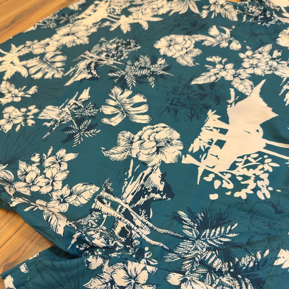 Tropical Print Men's Button Down Short Sleeve Shirt - Picture 8 of 8